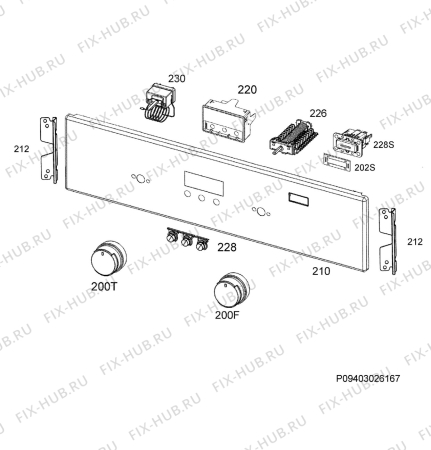 Взрыв-схема плиты (духовки) Electrolux EKI64900OK - Схема узла Command panel 037